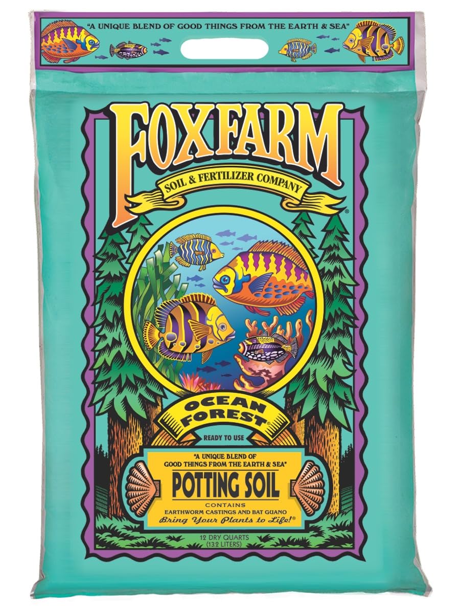 FoxFarm Ocean Forest Potting Soil, 12qt – Light, Aerated Texture, Designed for All Container Plants – pH Adjusted for Optimal Nutrient Uptake, Effectively Retains Moisture (12 Quart)