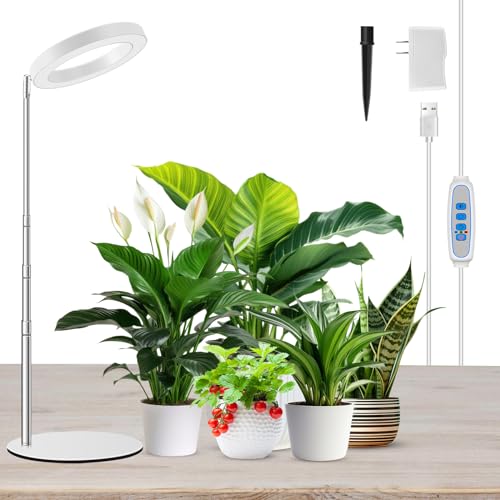 Kullsinss Grow Lights for Indoor Plants Full Spectrum, 80 LEDs Plant Light for Indoor Growing with 2 Mounting Options, 6H 12H 16H Timer, 3 Spectrum Modes, 37.4 in Height Adjustable Desk Grow Lamp