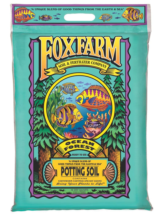 FoxFarm Ocean Forest Potting Soil, 12qt – Light, Aerated Texture, Designed for All Container Plants – pH Adjusted for Optimal Nutrient Uptake, Effectively Retains Moisture (12 Quart)