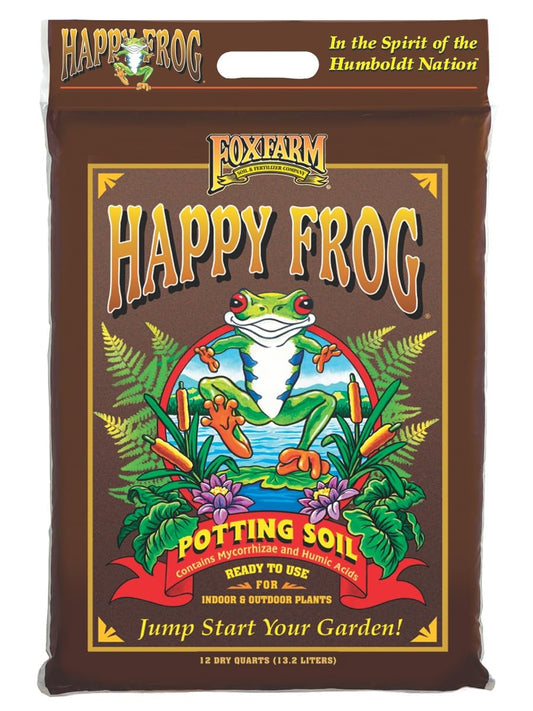 FoxFarm Happy Frog Potting Soil, 12qt – for Indoor/Outdoor Container Plants, Improves Root Efficiency, pH Adjusted for Optimal Nutrient Uptake – Contains Microbes and Humic Acids
