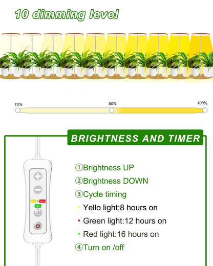 yadoker Plant Grow Light for Indoor Plant,Bamboo Mini LED Grow Light Garden,Height Adjustable,Automatic Timer with 8/12/16 Hours
