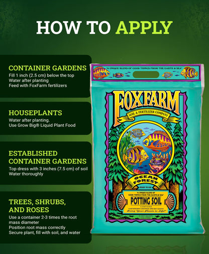 FoxFarm Ocean Forest Potting Soil, 12qt – Light, Aerated Texture, Designed for All Container Plants – pH Adjusted for Optimal Nutrient Uptake, Effectively Retains Moisture (12 Quart)